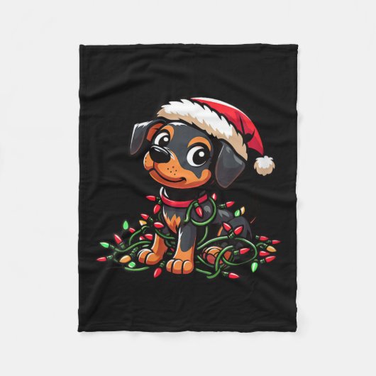 Vrouwen Miniatuur Pinscher Kerstverlichting Hond F Fleece Deken (Voorkant)