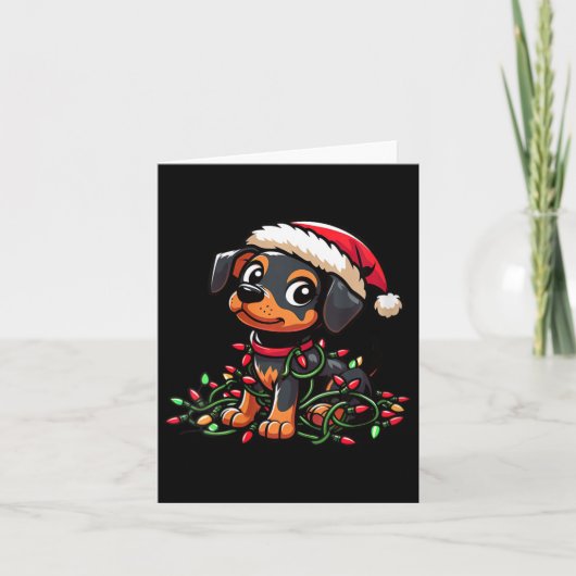 Vrouwen Miniatuur Pinscher Kerstverlichting Hond F Kaart (Voorkant)