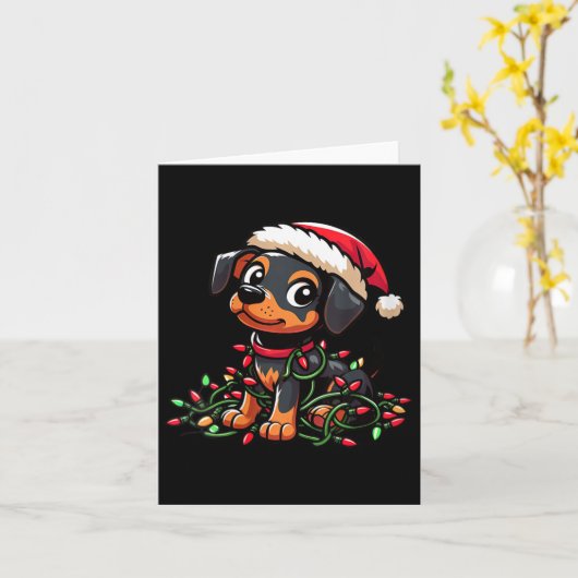 Vrouwen Miniatuur Pinscher Kerstverlichting Hond F Kaart (Gele Bloem)