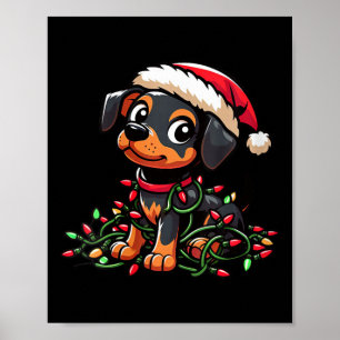 Vrouwen Miniatuur Pinscher Kerstverlichting Hond F Poster