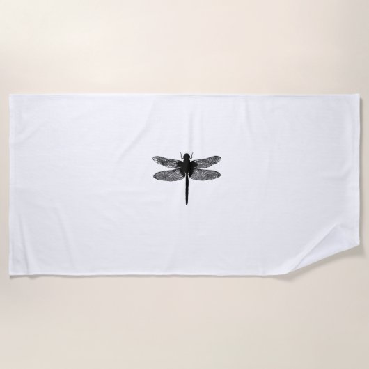 Vrouwen Minimalistische Silhouette Insect Dragonfl Strandlaken (Voorkant)