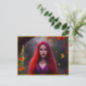 Vrouwen Mode herfst geel goud bladeren kunst Briefkaart (Staand voorkant)