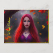 Vrouwen Mode herfst geel goud bladeren kunst Briefkaart (Voorkant)