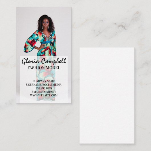 Vrouwen Model in Kleurrijke Jurk Visitekaartje (Voorkant / Achterkant)