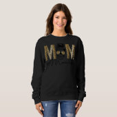 Vrouwen Moeder Leven Messy Bun Leopard schedel Moe Trui (Voorkant volledig)
