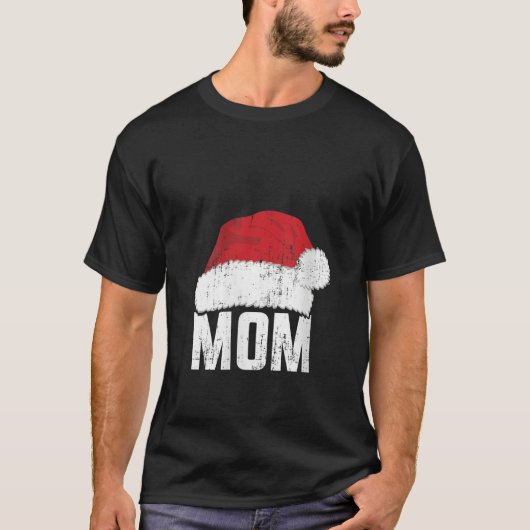 Vrouwen Moeder met santa claus pet matching famili T-shirt (Voorkant)