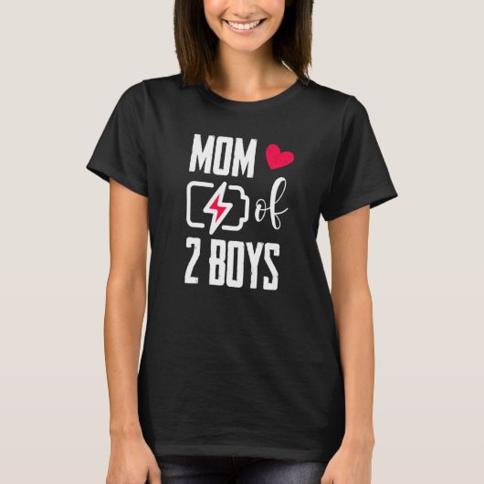 Vrouwen Moeder van 2 Jongens Lage Batterij Moeder T-shirt (Voorkant)