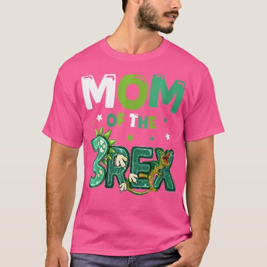 Vrouwen moeder van de drie Rex verjaardag dinosaur T-shirt (Voorkant)