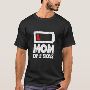 Vrouwen moeder van twee jongens batterij lage Moed T-shirt