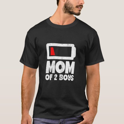 Vrouwen moeder van twee jongens batterij lage Moed T-shirt (Voorkant)