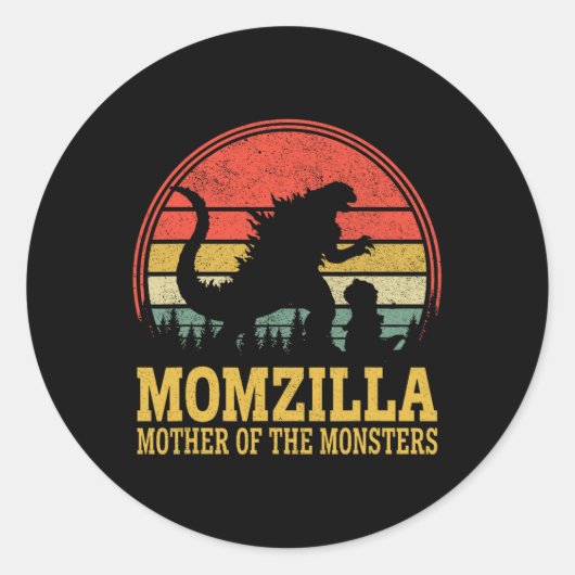 Vrouwen Momzilla Moeder van Monsters Moeders Ronde Sticker (Voorkant)
