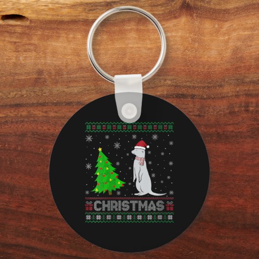 Vrouwen Mongoose kerstboom Lighting Ugly Christmas Sleutelhanger (Voorkant)