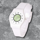 Vrouwen Monogram Tennishorloge Silicon Armband Horloge<br><div class="desc">Personaliseer dit moderne sportieve horloge met een licht gegrunged groene tennisbal grafisch in het midden en zwart-witte accenten. Bewerk de letters in de eenvoudige Zazzle editor. Veel andere opties voor bezel- en bandstijl die beschikbaar zijn om uit te kiezen en verder aan te passen om het een geschenk te maken...</div>