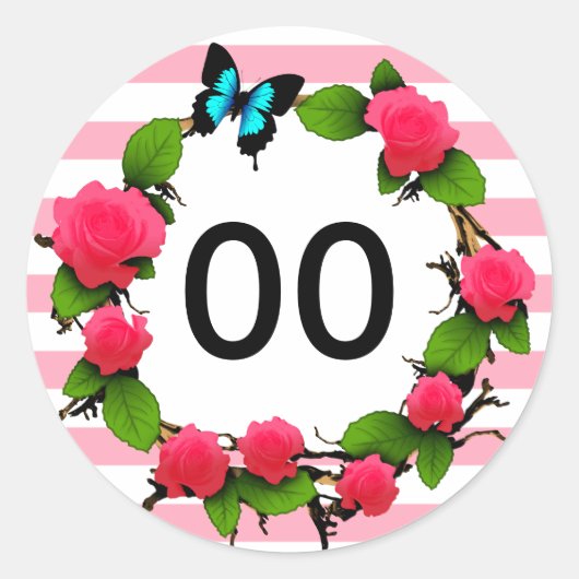 Vrouwen Mooi Roos 50e 60e 70e 80e Verjaardag Ronde Sticker (Voorkant)