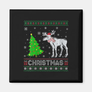 Vrouwen Moose kerstboom Lighting Ugly Christmas Sw Magneet