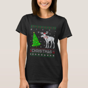 Vrouwen Moose kerstboom Lighting Ugly Christmas Sw T-shirt