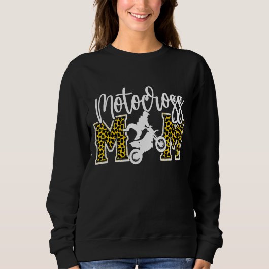 Vrouwen Motorcross Moeder Leopard Grappige Moeder Trui (Voorkant)