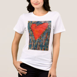 Vrouwen Mozaïek Hart Tri-Blend Shirt