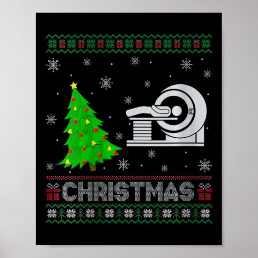 Vrouwen MRI Tech kerstboom Lighting Ugly Christmas Poster (Voorkant)