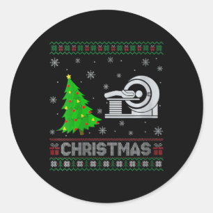 Vrouwen MRI Tech kerstboom Lighting Ugly Christmas Ronde Sticker
