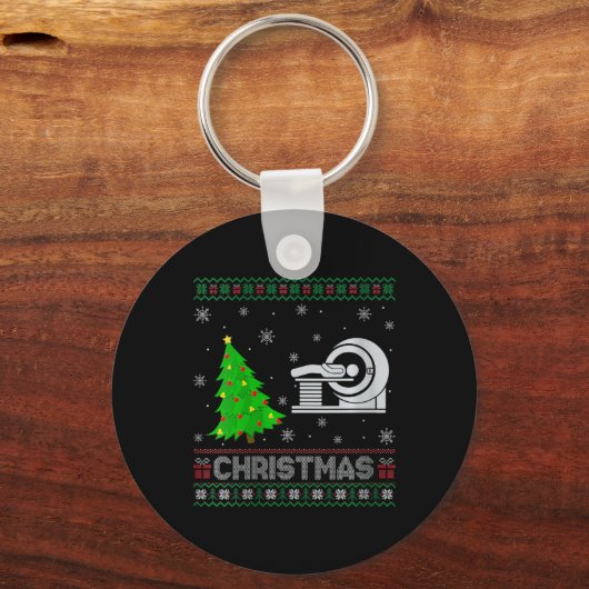 Vrouwen MRI Tech kerstboom Lighting Ugly Christmas Sleutelhanger (Voorkant)