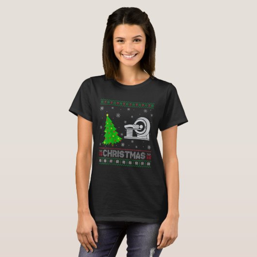 Vrouwen MRI Tech kerstboom Lighting Ugly Christmas T-shirt (Voorkant volledig)