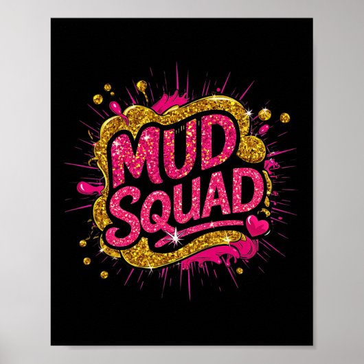 Vrouwen Mud Run Squad Meisjes Muddy Mudding Hardlo Poster (Voorkant)