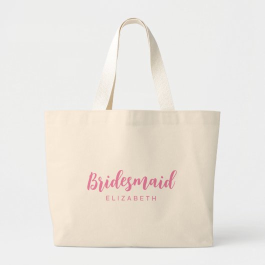 Vrouwen Natuurlijke Roze Bruiloft Bruidsmeisje Gif Grote Tote Bag (Voorkant)