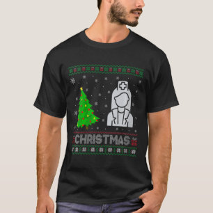 Vrouwen Nicu Nurse Kerstboom Lighting Ugly Christm T-shirt