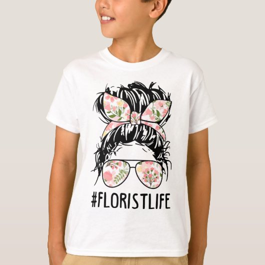 Vrouwen Nn Messy Bun Florist Life Plant Flower Lov T-shirt (Voorkant)