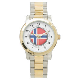 Vrouwen Noorwegen vlag oversized twee-tonige horlo Horloge