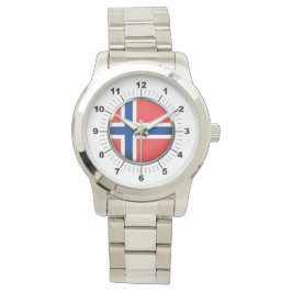 Vrouwen Noorwegen Vlag Oversized zilveren horloge