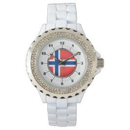 Vrouwen Noorwegen Vlag Strass Emaille Horloge