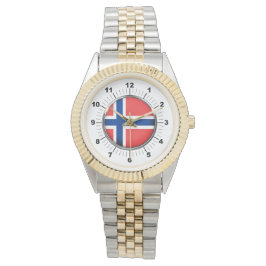 Vrouwen Noorwegen vlag Two-Tone armband horloge