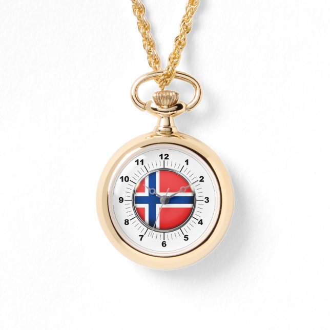 Vrouwen Noorwegen Vlag Wraparound Gold Watch Horloge (Voorkant)