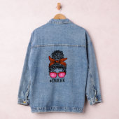 Vrouwen Nurse Life RN LPN CNA Messy Bun Denim Jacket (Hangar)