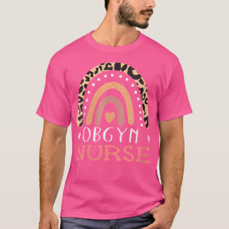 Vrouwen Obgyn Nurse Leopard Rainbow Gynaecologie O T-shirt