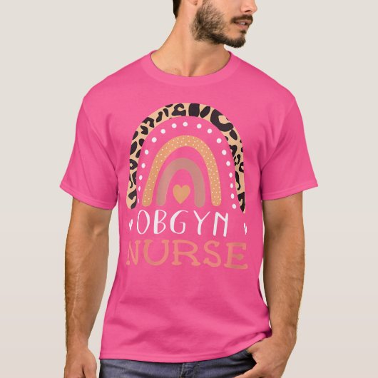 Vrouwen Obgyn Nurse Leopard Rainbow Gynaecologie O T-shirt (Voorkant)