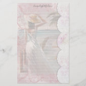 Vrouwen Ocean Uitzicht Faux Lace Lined Briefpapier (Voorkant)