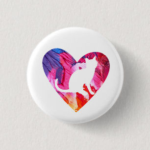 Vrouwen of Meisjes Cat Tie Dye Waterverf Ronde Button 3,2 Cm