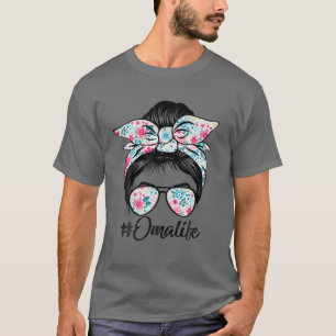 Vrouwen Oma Life Messy Hair Bun Floral Vrouwen Moe T-shirt