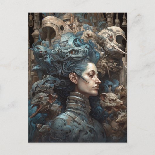 Vrouwen omringd door monsters Surreal Art Briefkaa Briefkaart (Voorkant)