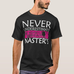 Vrouwen onderschatten nooit een vrouw met meesters t-shirt