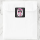 Vrouwen ondersteunen Squad Messine Bun Pink Warrio Vierkante Sticker (Tas)