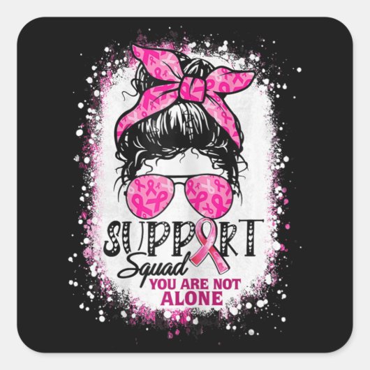 Vrouwen ondersteunen Squad Messine Bun Pink Warrio Vierkante Sticker (Voorkant)