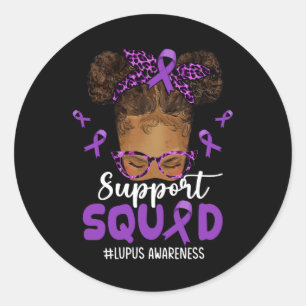 Vrouwen Ondersteuning Squad Afro Messy Bun Luipaar Ronde Sticker