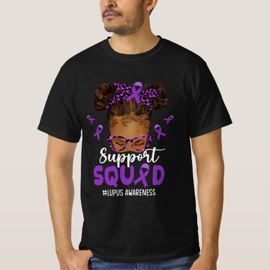 Vrouwen Ondersteuning Squad Afro Messy Bun Luipaar T-shirt (Voorkant)