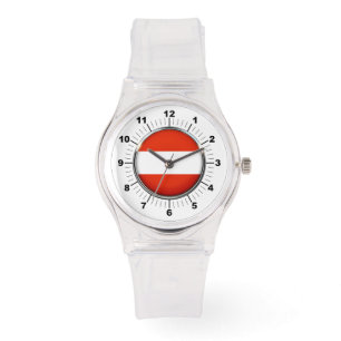 Vrouwen Oostenrijk Vlag Sportief Roze Silicon Horl Horloge