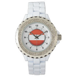 Vrouwen Oostenrijk Vlag Strass Wit emaille horloge
