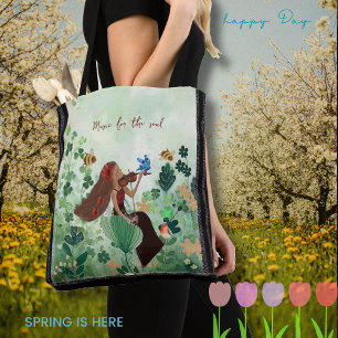 Vrouwen op een weide die viool spelen tote bag